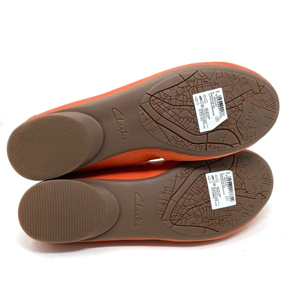 Clarks Rena Hop Grenadine Leather Ballet Flats Size 9 Wide